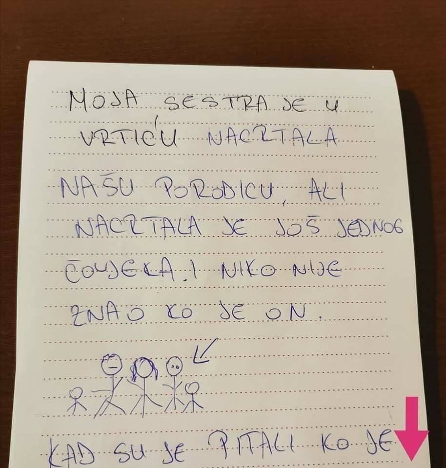 MOJA SESTRA JE U VRTIĆU NACRTALA NAŠU PORODICU, Ali Nacrtala Je I NEPOZNATOG ČOVJEKA: Kad Je Teta Pitala Ko Je On, SESTRA JE REKLA…